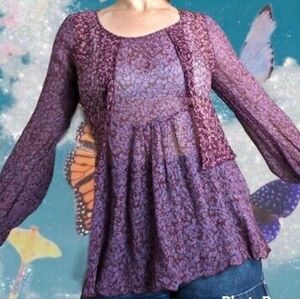 ❤️ CABI SHEER BOHO FLORAL TOP, SMALL